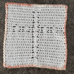 Crochet Prayer Cloth - Beautiful Cross - Handmade